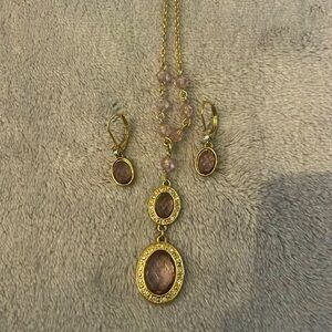 Avon Elegant Gold and Brown Jewelry Set